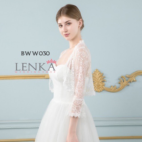 [PRODUK FAVORIT] WEDDING BOLERO RENDA LENGAN PANJANG PUTIH MODERN PESTA BWW030