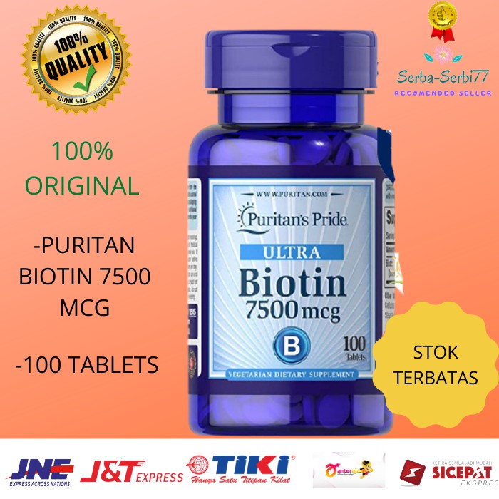 SUPLEMEN KESEHATAN PURITAN BIOTIN 7500 MCG 100 TABLETS PURITAN'S PRIDE ULTRA 7500MCG