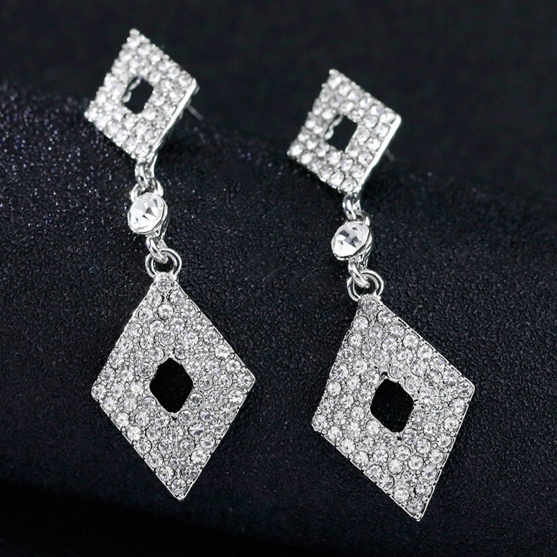 SIY  Women Earrings Dangle Luxury Jewelry Rhinestone Bride Charms Square Drop Wedding