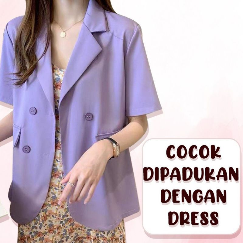 NSB48 BLAZER SOLID/BLAZER WANITA KOREA LENGAN PENDEK/BLAZER KERJA/FASHION WANITA