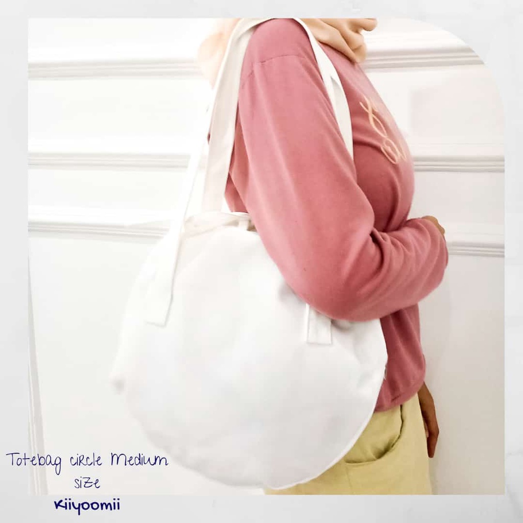 Tote Bag Totebag Circle Bulat Round Kanvas Kiiyoomii