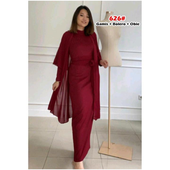 626#gamis+bolero+obie/dress muslim/dress bolero/fashion muslim wanita-Maroon