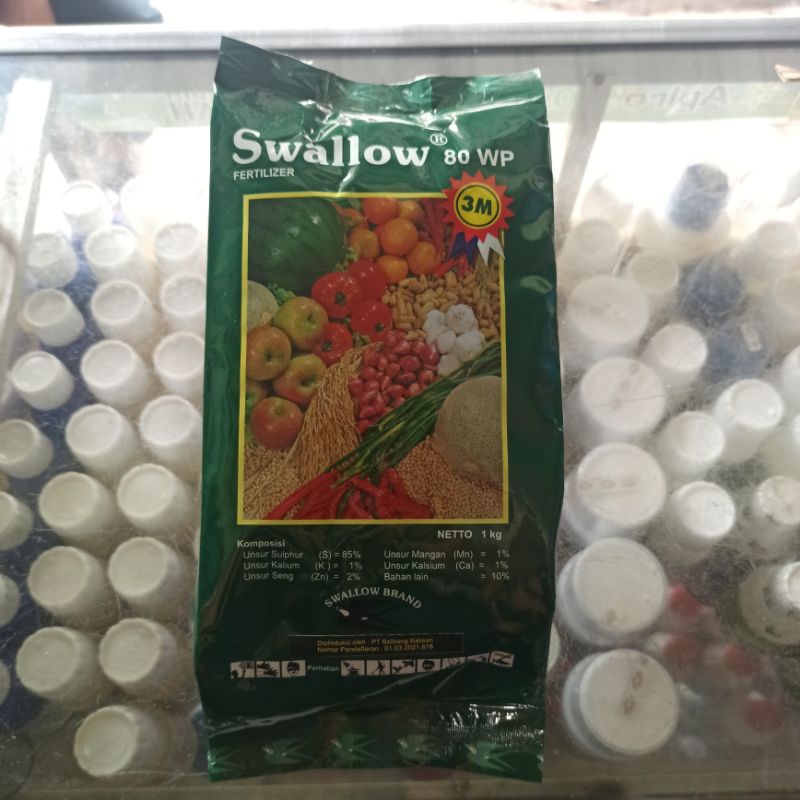 PUPUK FERTILIZER SWALLOW 80 WP 1 KG SULPHUR 85%