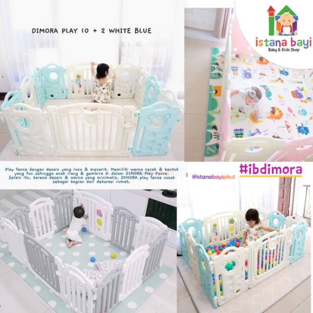 Dimora Fence PLAY 10 + 2 - Blue &amp; White Color Panel - Pagar pengaman anak