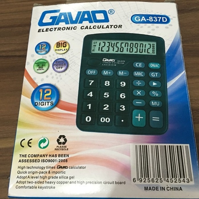 Kalkulator Hitung 12 Digits Gavao GA837D Murah Grosir Supplier