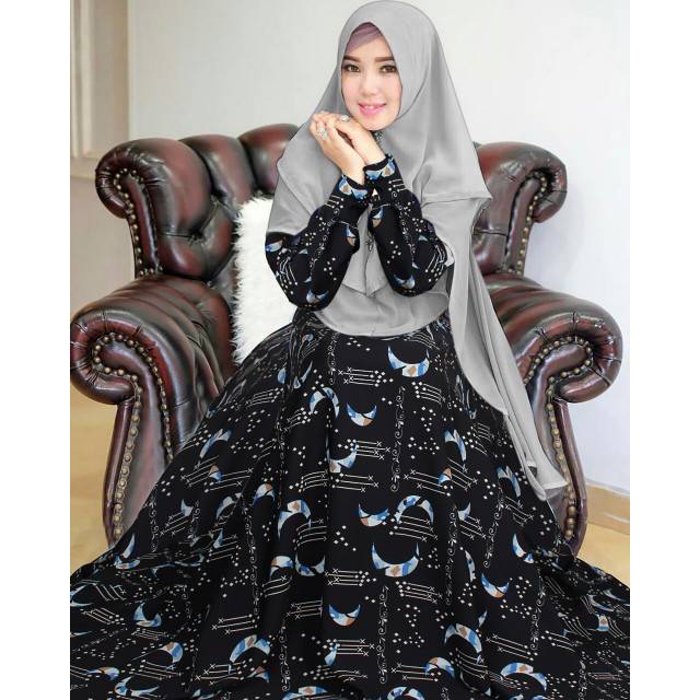 Gamis Syari Denara Plus Khimar Sifon Ceruty 2 Layer Ready 3 Warna