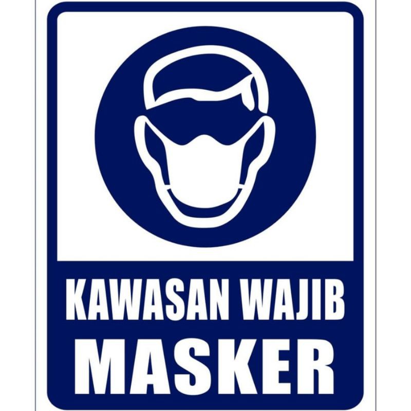 

stiker vinyl kawasan wajib masker 20 x 25 sign rambu k3 safety