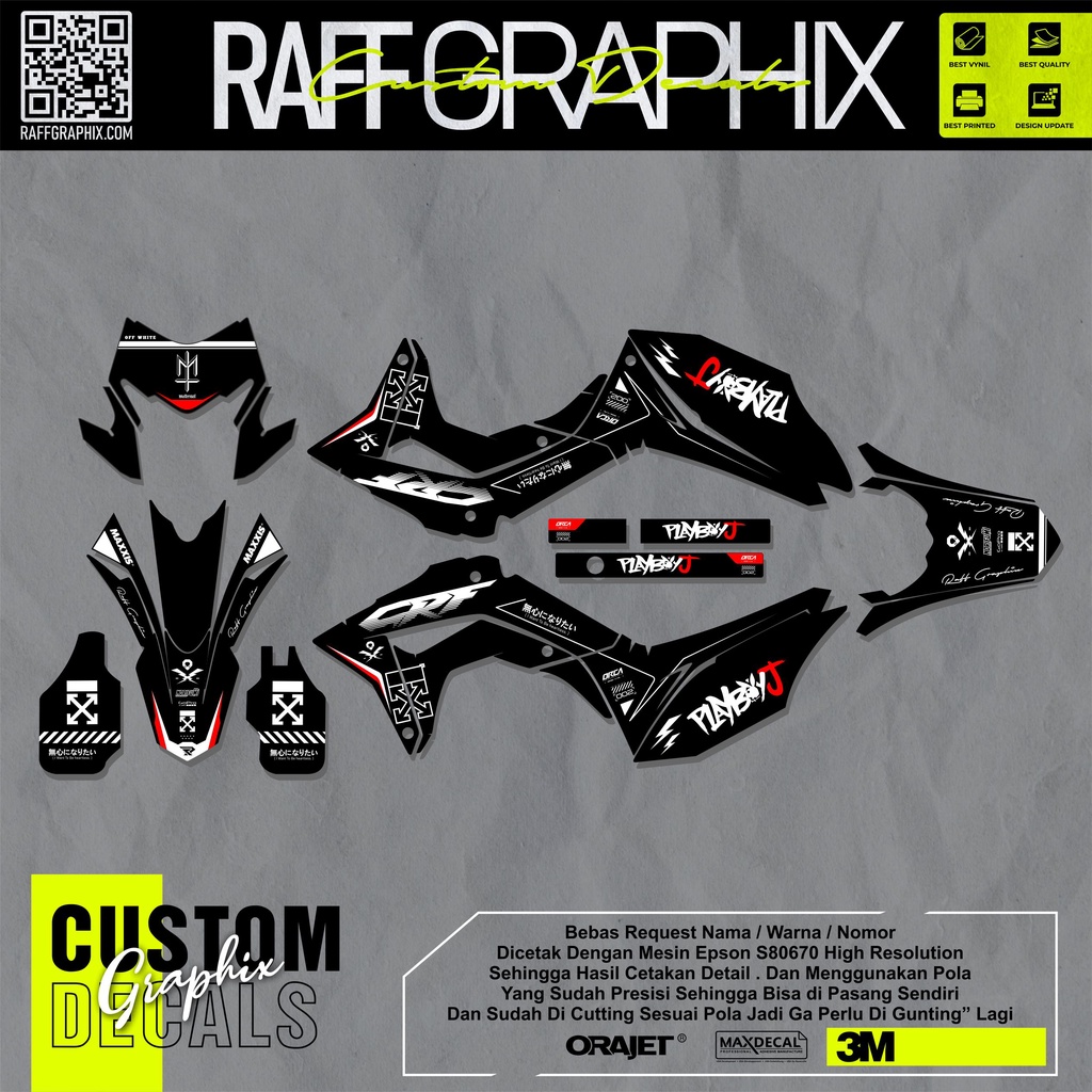 decal crf 150 L decal honda crf 150 L Motif Playboy decal crf 150 hitam