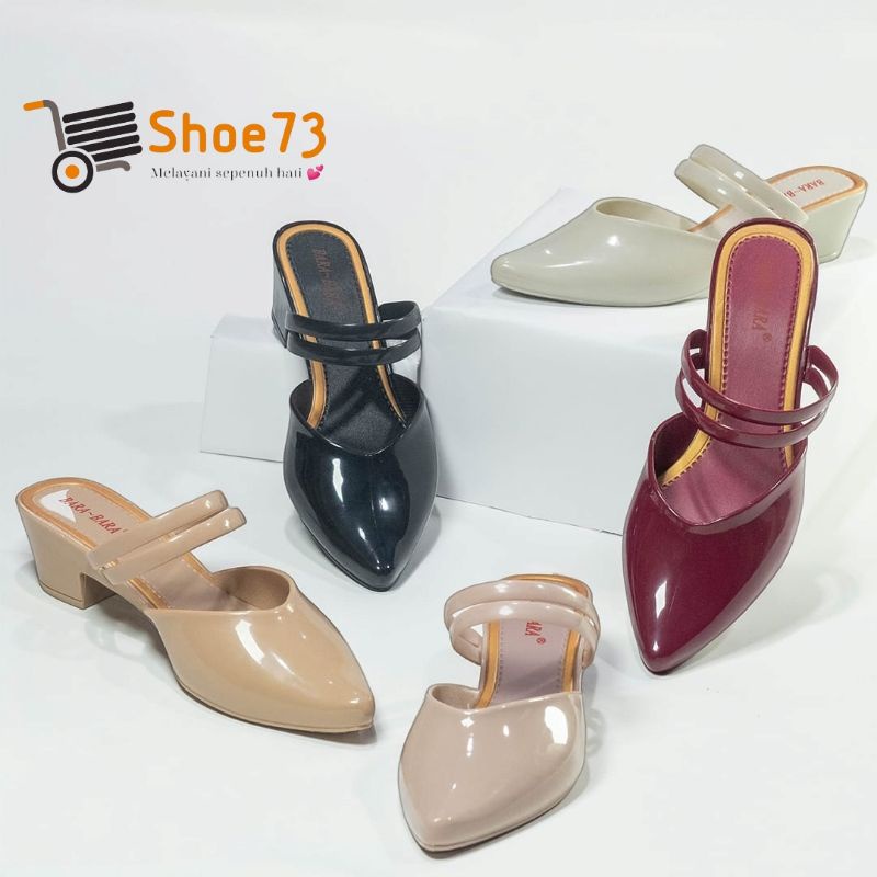 BARA-BARA 713-SPT2TL ORIGINAL, Heels jelly sandal / sendal slop lancip glossy wanita cewek impor