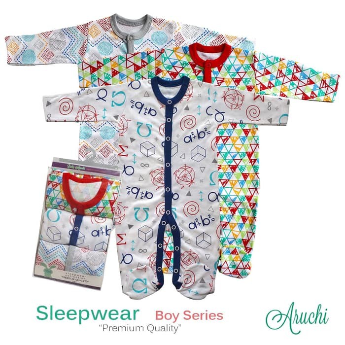  Aruchi  Baju  Bayi  Sleep Wear Piyama Bayi  Boy 3 In 1 