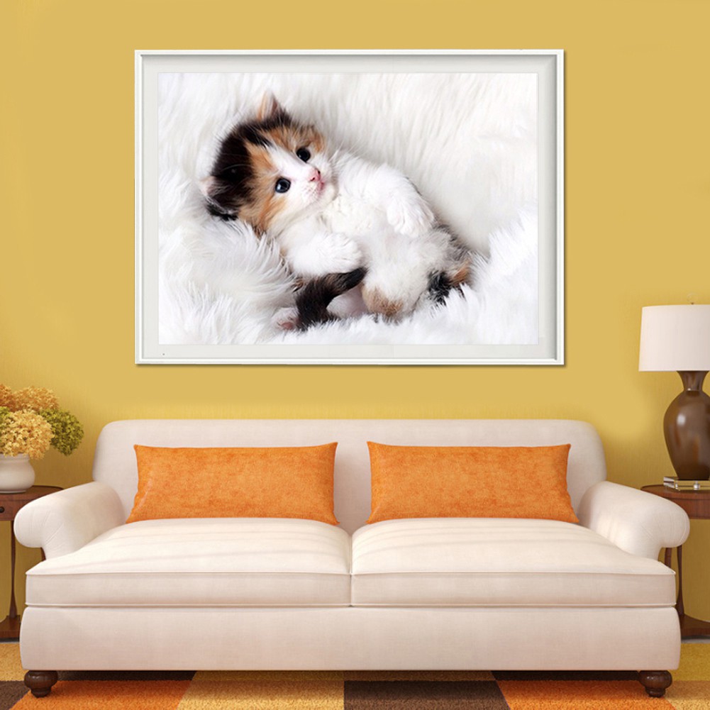 Wf Lukisan Diamond 5d Gambar Kucing Lucu Diy Untuk Dekorasi Rumah