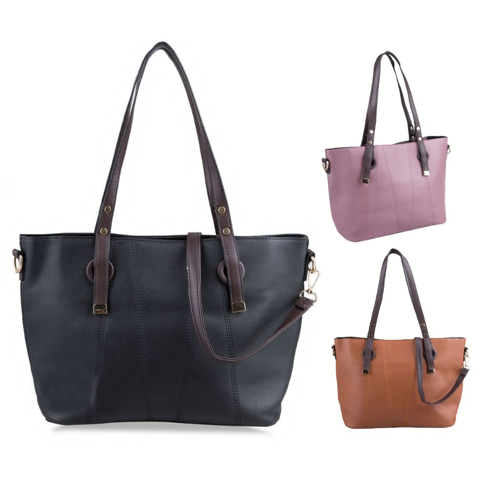 HUER Tote Bag Mewah Elegan Motif Fily Stitching Original