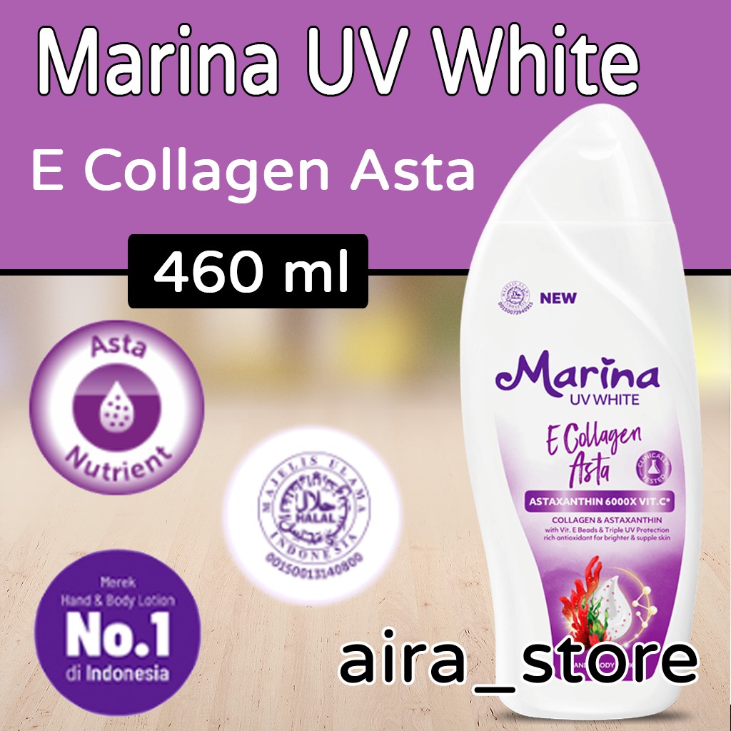 Jual Marina UV White E Collagen Asta Hand and Body Lotion [ 460 ml