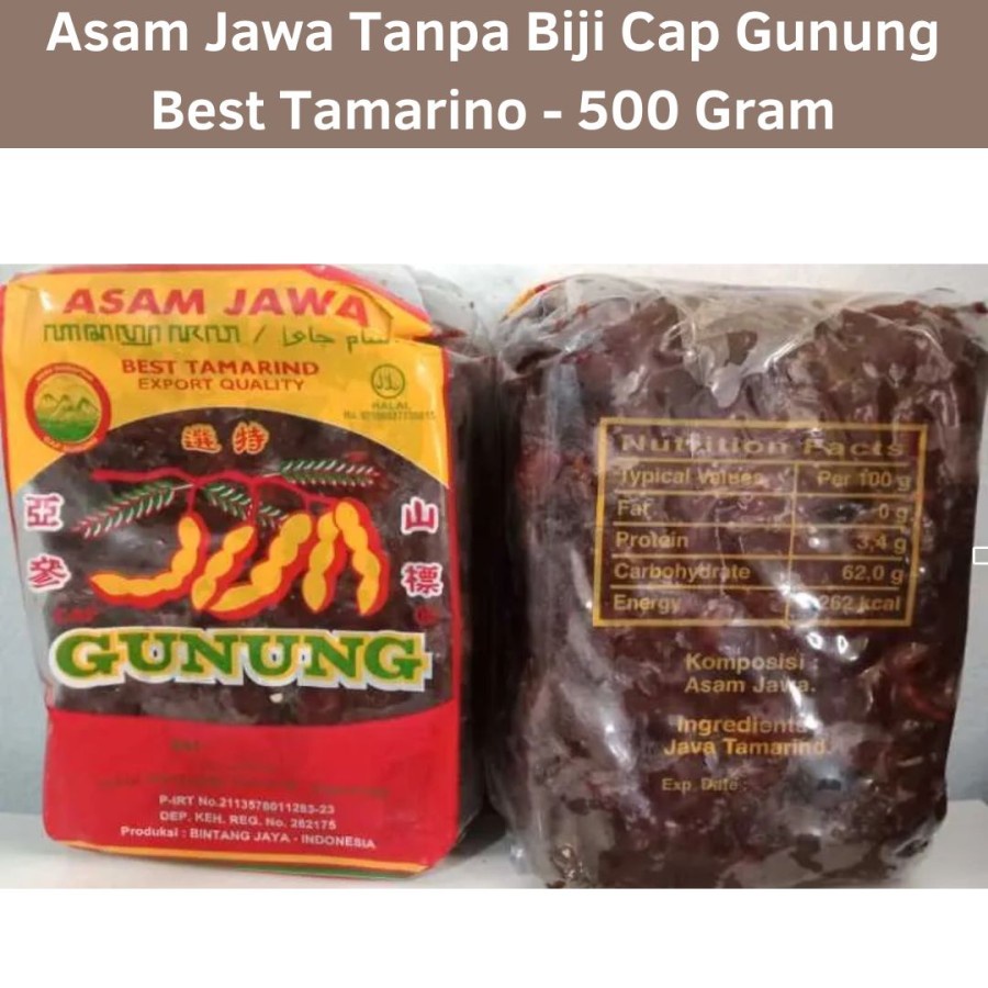 

Asam Jawa Cap Gunung Best Tamarino - 500 Gram HALAL