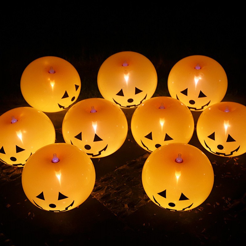 5pcs Balon Mini Luminous Bentuk Labu Halloween Untuk Dekorasi Pesta