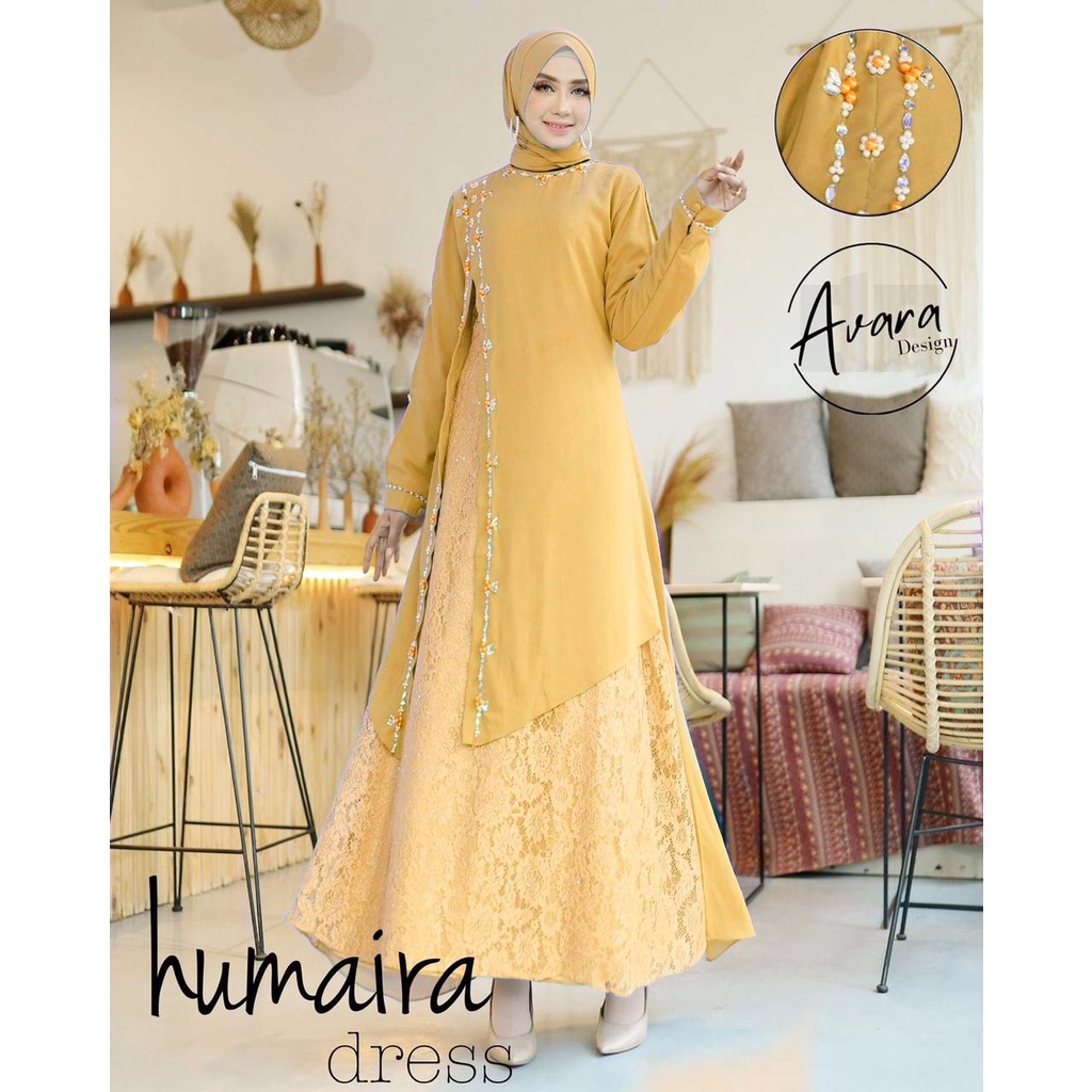 AVARA//GAMIS HUMAIRA DRESS CERUTY BABYDOLL MIX BROKAT PLUS PAYET - GAMIS PESTA KONDANGAN MEWAH TERBA