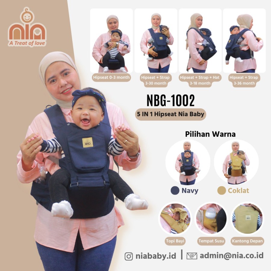 NIA NEW!! Gendongan Bayi Depan Hipseat Nia NBG 1002 Hipseat Bayi Merk Nia