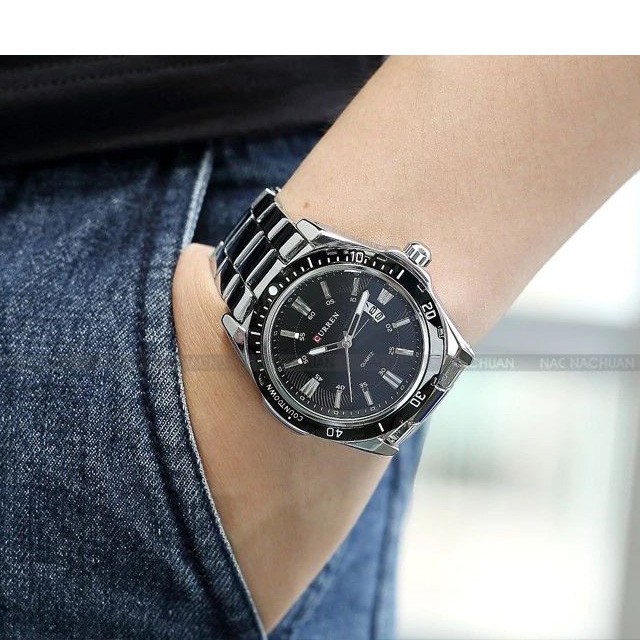 CURREN 8110 Jam Tangan Pria Analog Stainless Steel Chronograph Aktif WATCHKITE WKOS