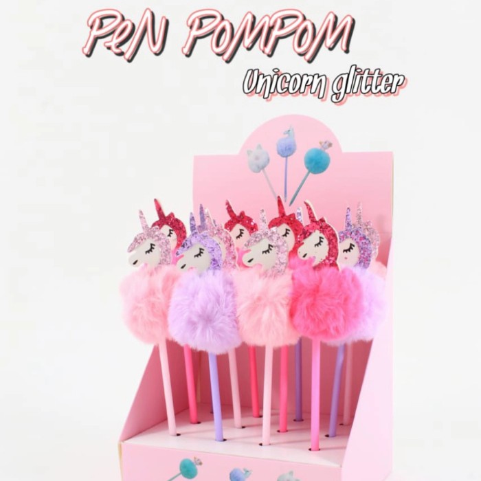 

Hot Sale Pena Pompom Anak Alat Tulis Anak Unicorn Pompom Pen For Kids Bergaransi
