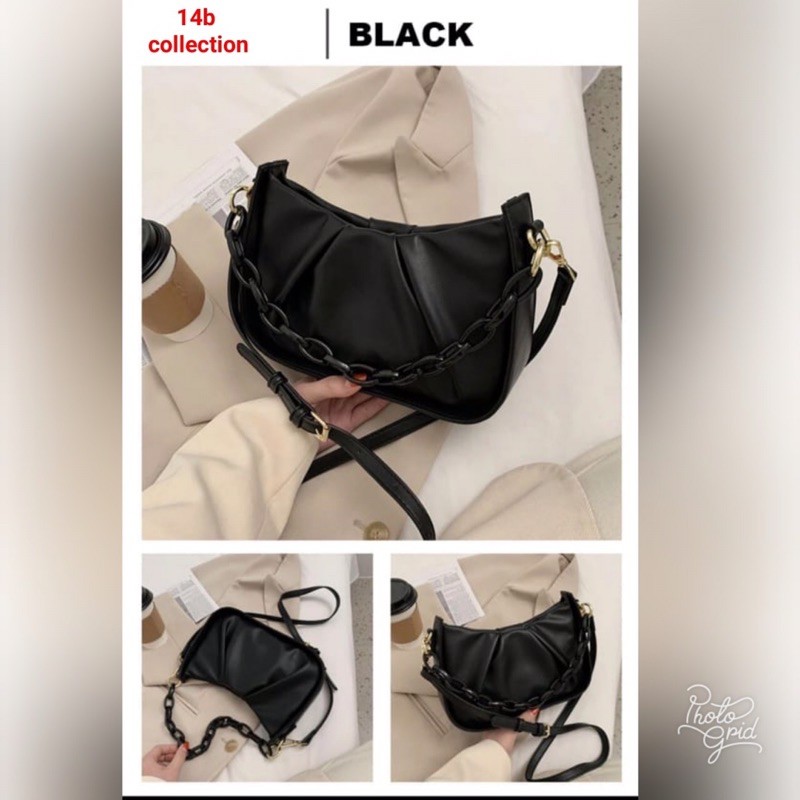 tas selempang wanita kulit tas kulit top handle rantai retro chain bags tas kondangan simple elegant