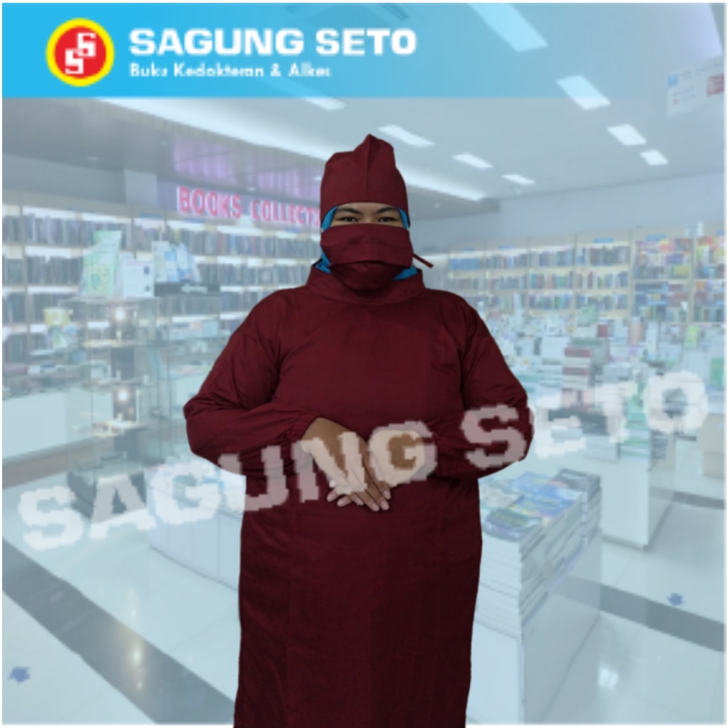 BAJU OK GOWN AMERICAN DRILL MARUN (BAJU OK GOWN WARNA MARUN)