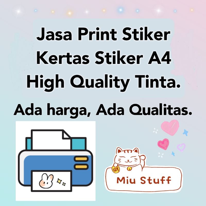 Jasa Print Cetak Sticker doff glossy transparan vinyl Stiker Foto / Logo Lebel Merk Toko Olshop Jual