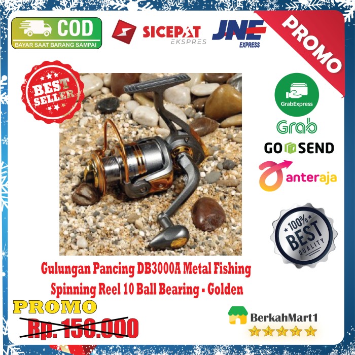 Reel Gulungan Pancing Metal Fishing Spinning Reel 10 Ball Gold