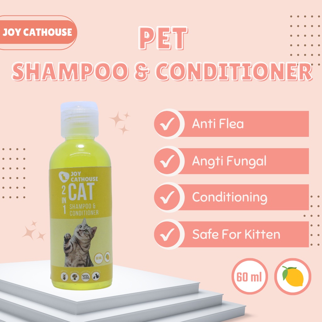 Shampo Joy Cathouse 60ml Kucing Sampo Anti Kutu Jamur ANTI FLEA &amp; TICK Shampo Kucing, Anjing dan Hewan Berbulu Lainnya