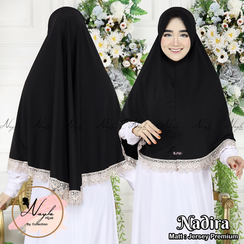 Jilbab Instan Jersey Terbaru Khimar Jersey Jumbo Renda Nadira Jilbab Bergo termurah  Nayla Hijab