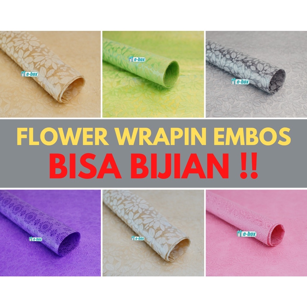 

FLOWER WRAPPING EMBOSS 60x60 BISA BIJIAN ! CELLOPHANE HAND BOUQUET KERTAS TISU BUNGA