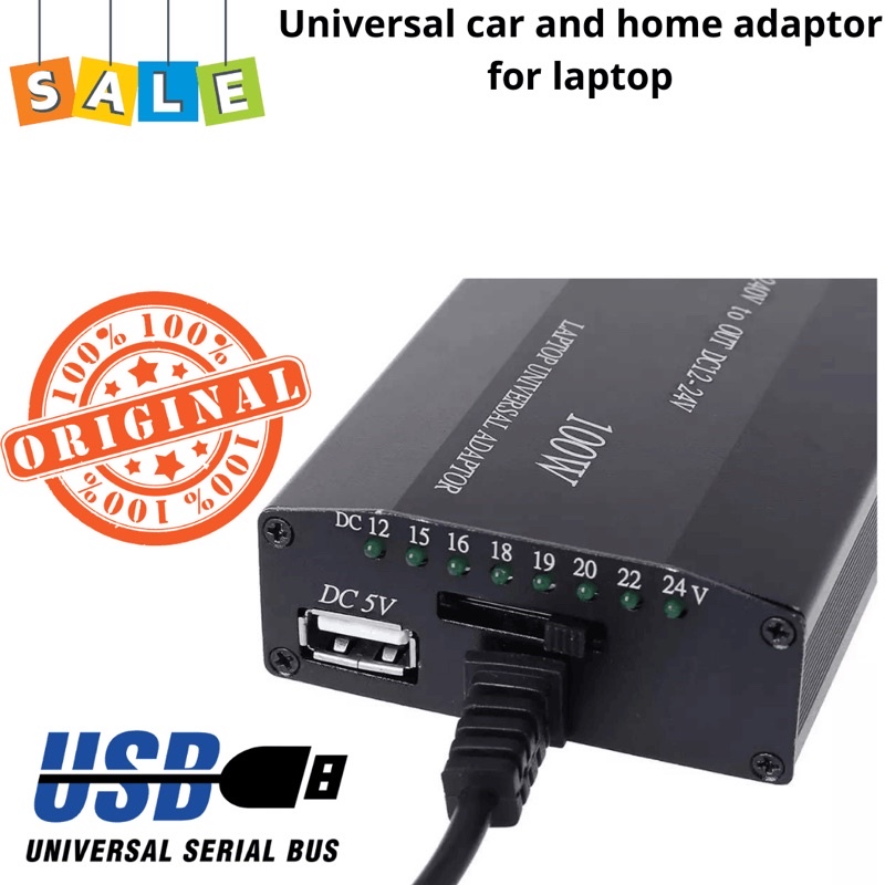Adaptor universal laptop adaptor 100w combo charger DI mobil 12V-24V 5A