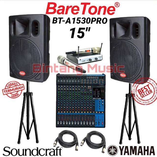 PROMO MURAH Paket SoundSystem Karaoke Baretone BT-A1530PRO - 15 inch Original