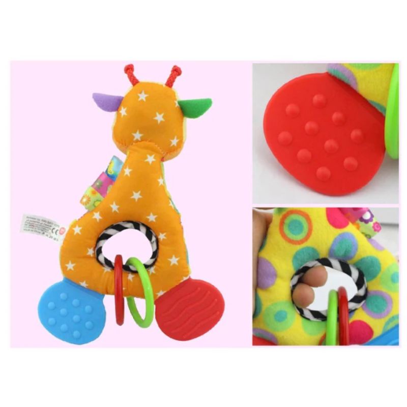 Mainan Boneka Bayi Rattle Teether Jerapah Lucu