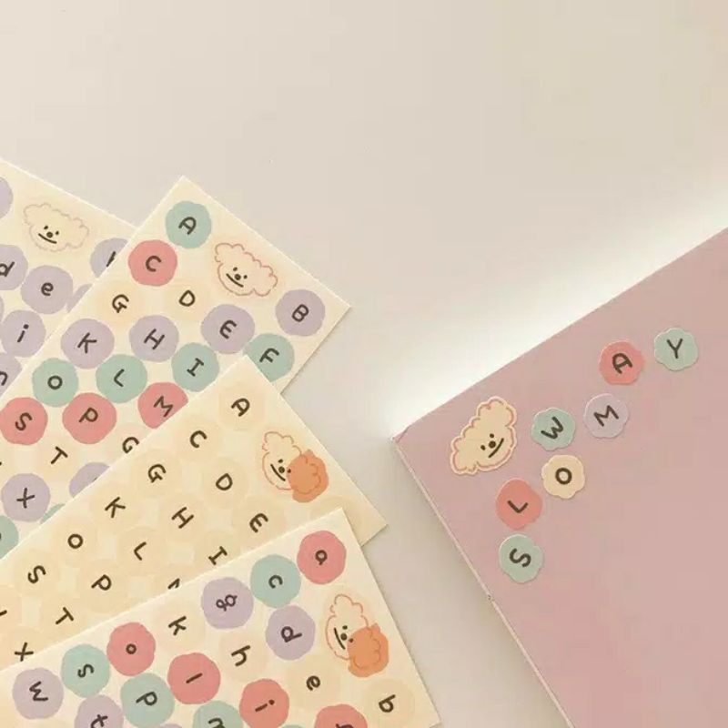 

1 LEMBAR ALFABET STIKER HURUF BULAT BUNGA BULLET JURNAL DIY DIARY LUCU MURAH