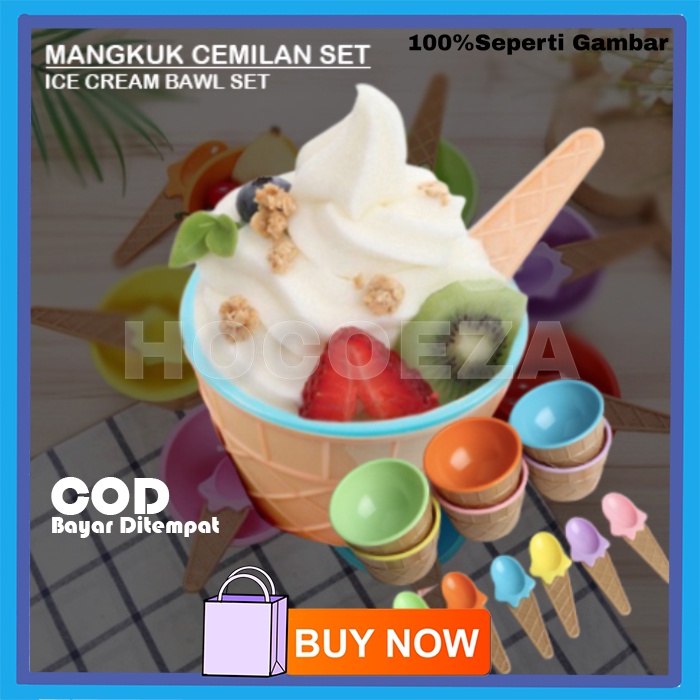 MANGKOK ES KRIM MANGKUK CEMILAN LUCU SERBAGUNA ICE CREAM BAWL LENGKAP DENGAN SENDOK VA289