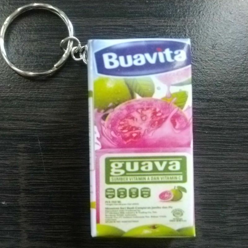GANTUNGAN KUNCI UNIK MURAH MINIATUR KOTAK MINUMAN-Buavita Guava
