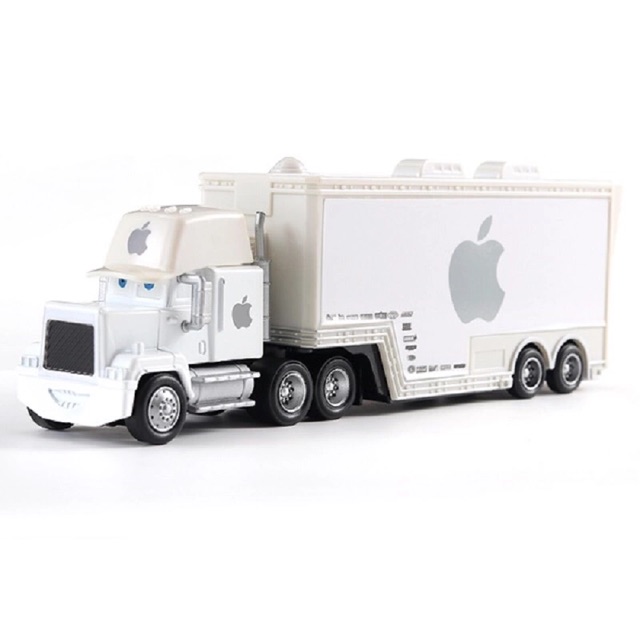 Diecast mobil truck metal white apple truck