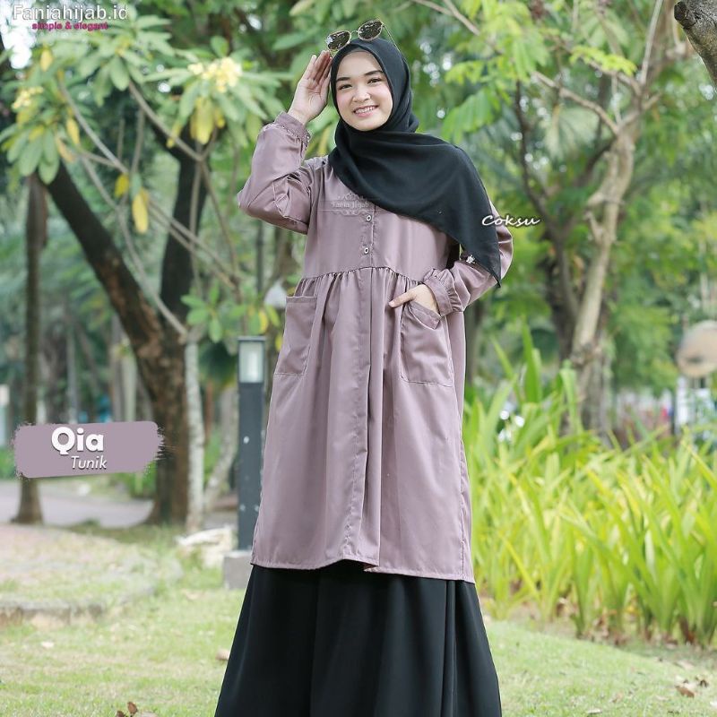 tunik qia by fania hijab / atasan tunik/baju tunik muslimah