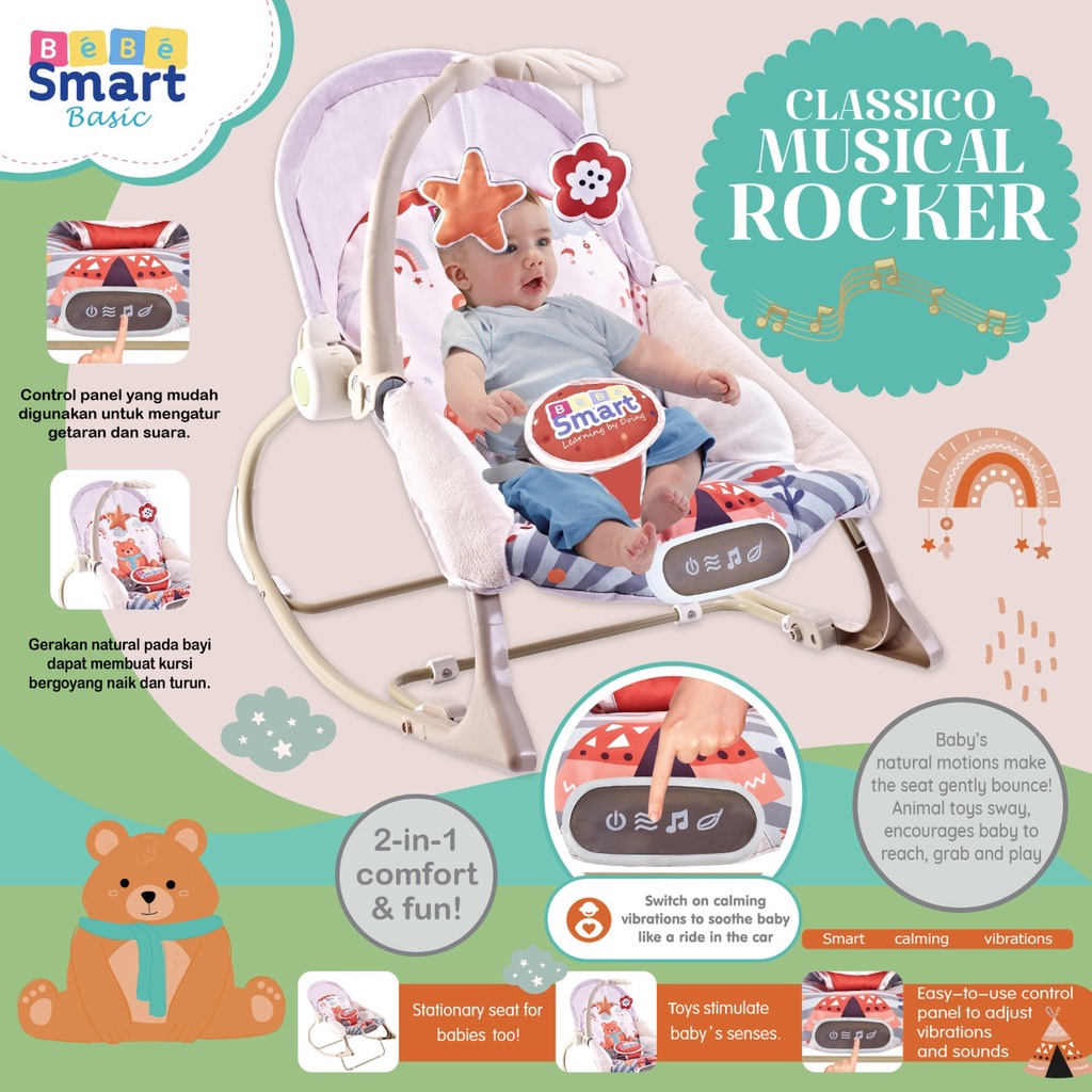 BEBE SMART CLASSICO MUSICAL ROCKER BOUNCER AYUNAN BAYI BBS955 BBS956