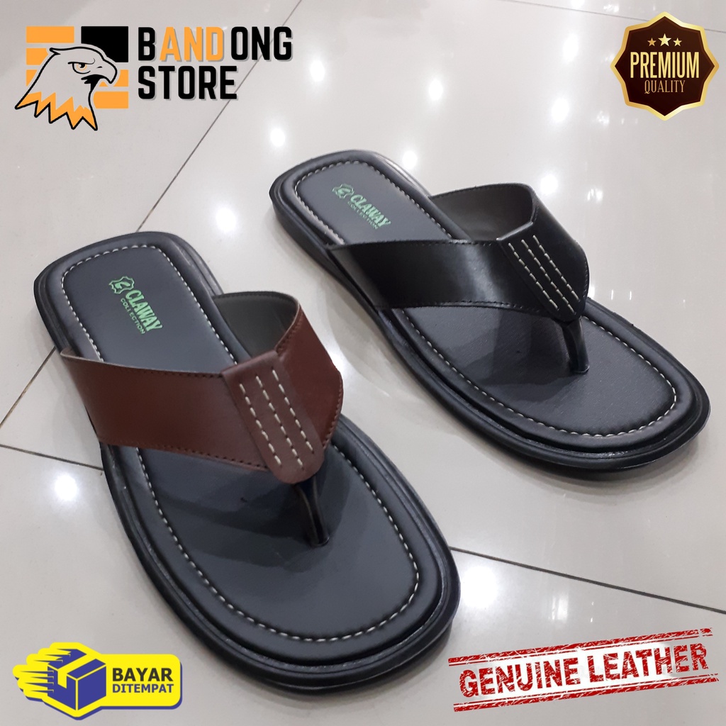 (Big size) fashion Sandal casual jepit pria ukuran besar kulit asli