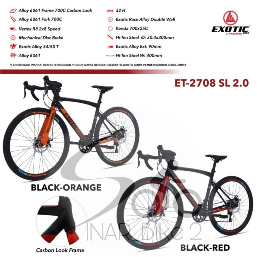 Sepeda RoadBike Exotic 700 x 25 Et 2708 Sl 2.0