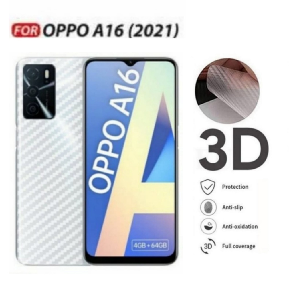 Skin Carbon OPPO A16 2021 Back Skin Pelindung Belakang Handphone