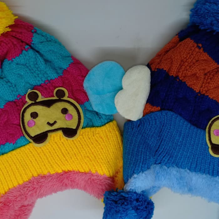 Kupluk earmuff topi rajut baby boy girl