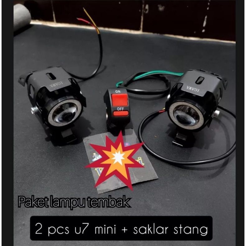 Paket lampu distang lampu robot mini distang /lampu tembak sorot lampu strobo bisa flash + saklar