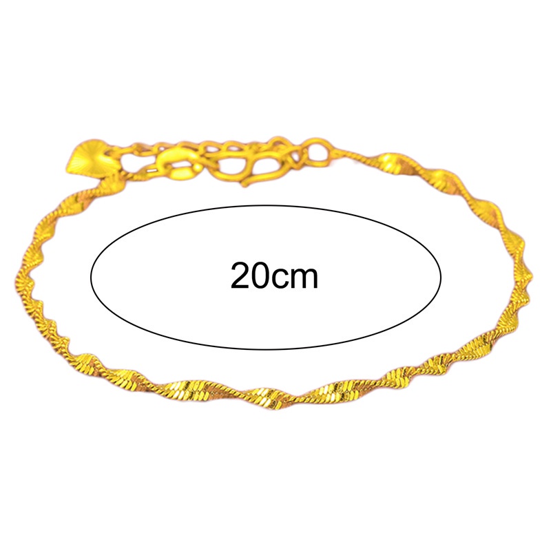 Gold Bracelet Women's Water Wave Pattern Korean Jewelry Retro Simple Twisted String Thin Chain