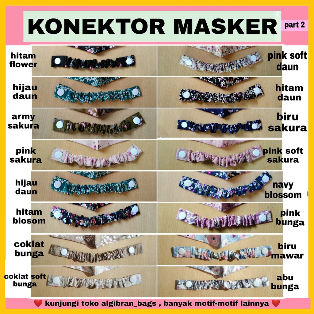 konektor masker hijab motif/pengait masker/tali masker/part 2