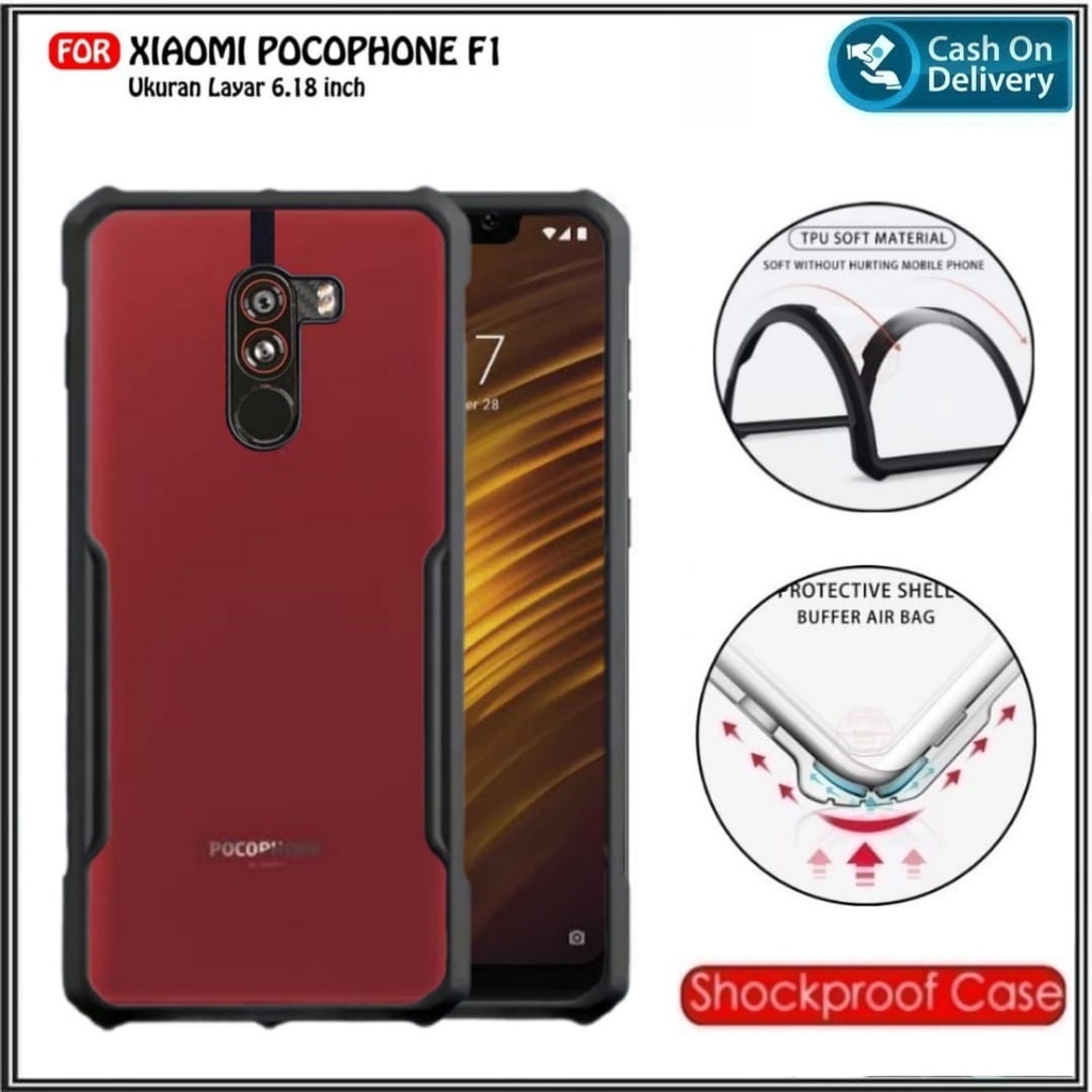 Case Xiaomi Pocophone F1 Hard Soft Fusion Armor Shockprooft TPU HD Trasnparan Acrylic Casing HP Cove
