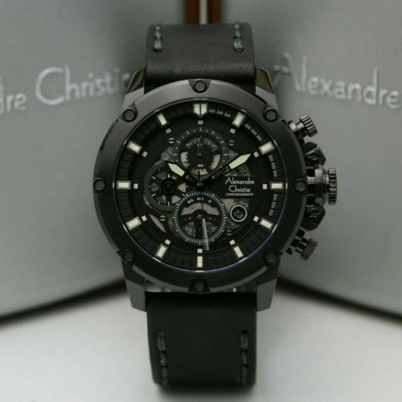 Jam Tangan Alexandre Christie AC6564 Pria / AC 6564 M Full Black Original