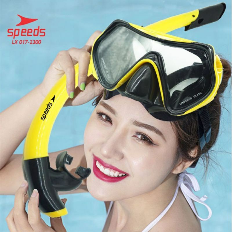 Kacamata renang Snorkeling SET  Kacamata menyelam Alat snorkeling original Free Bag