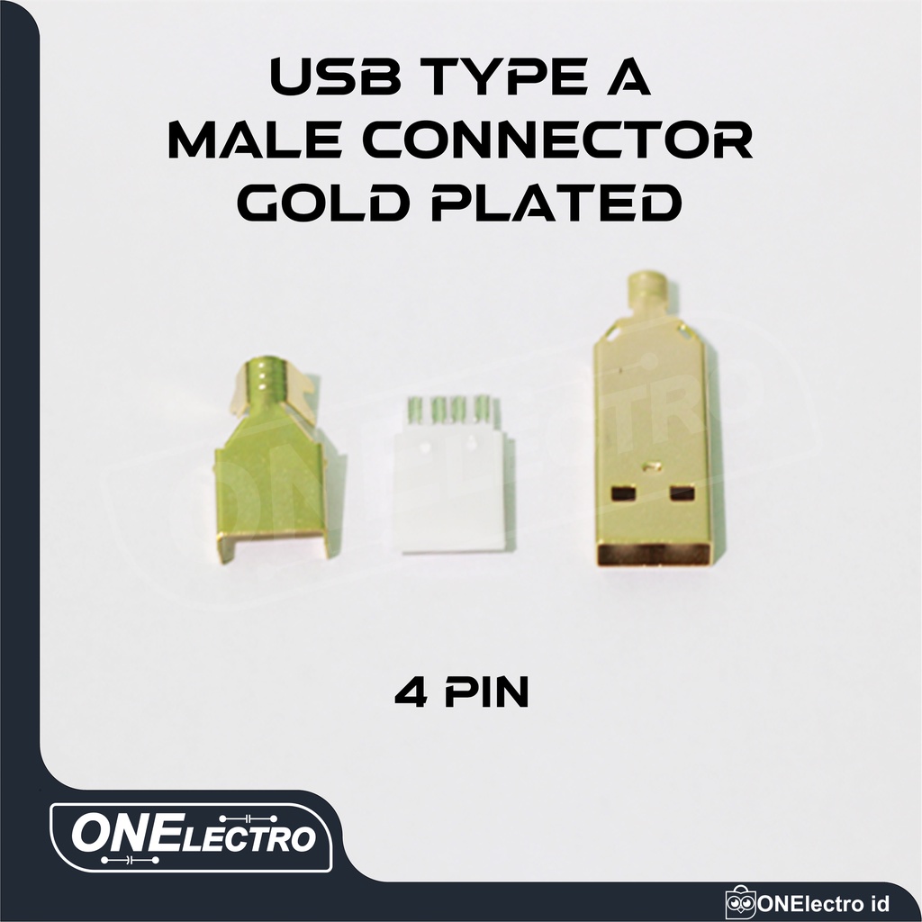 USB A Male Connector / Konektor USB A (GOLD PLATED)